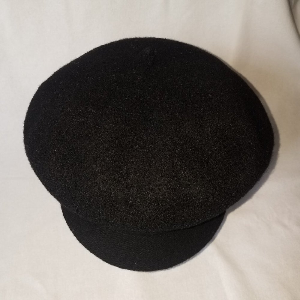 Bakerboy Hat, Black Wool Hat, Beret With Brim